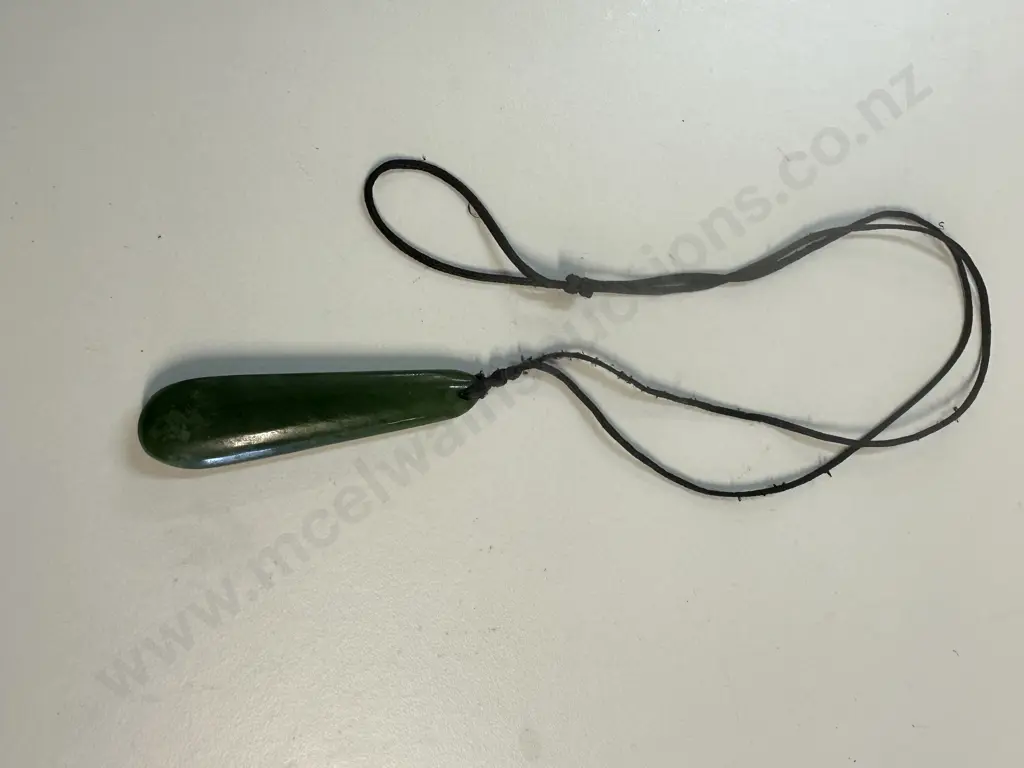 Greenstone On Black Rope 6cm. Image 1++
