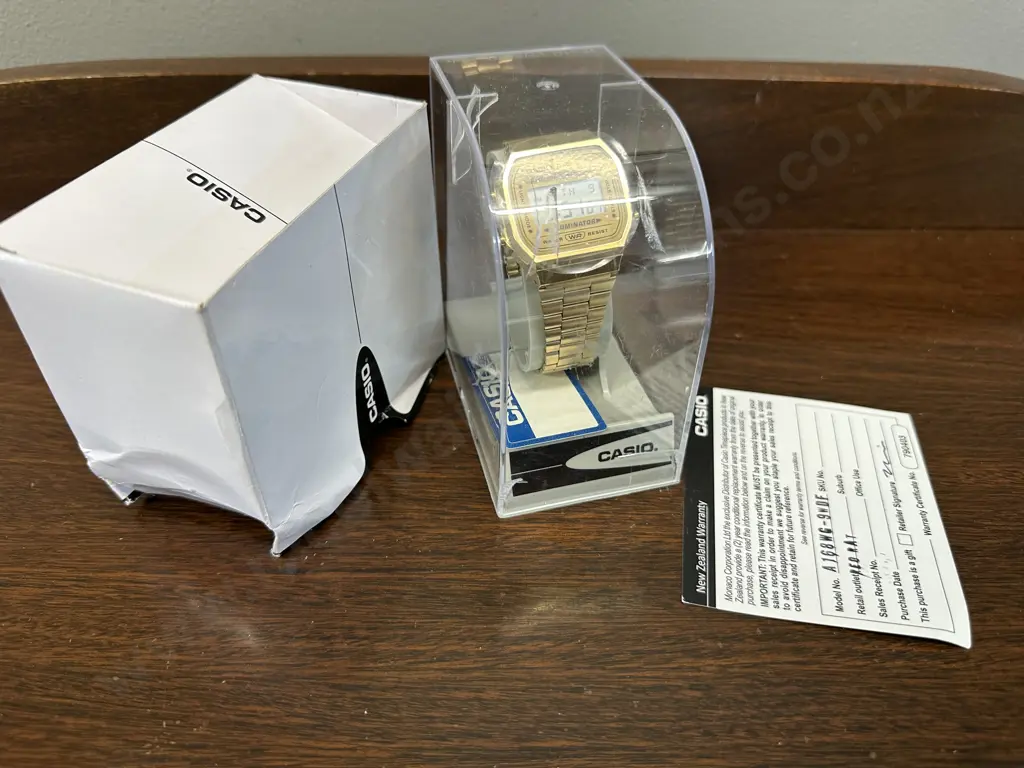 Casio Digital Gold Toned Watch In Case Image 1++