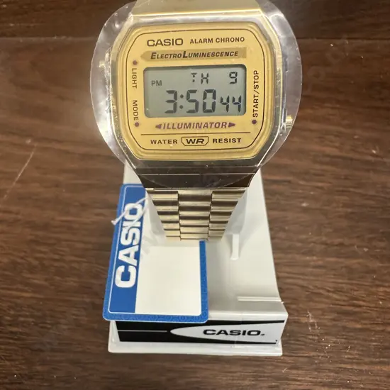 Casio Digital Gold Toned Watch In Case