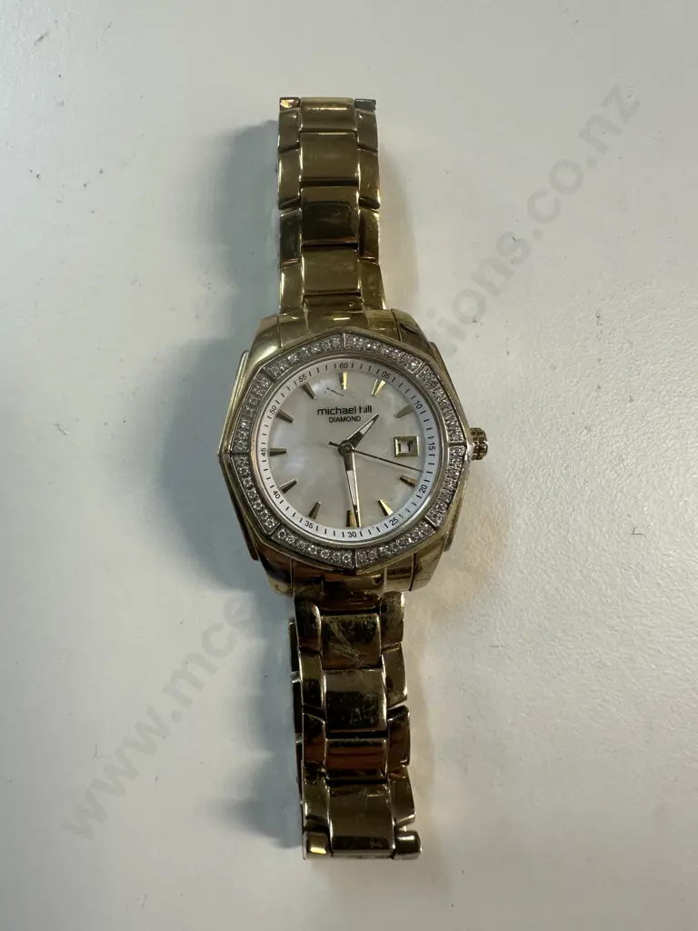 Michael Hill Watch Gold  Tone Shimmering Mother Of Pearl Dial & Sparkling Diamond Accented Bezel Image 1++