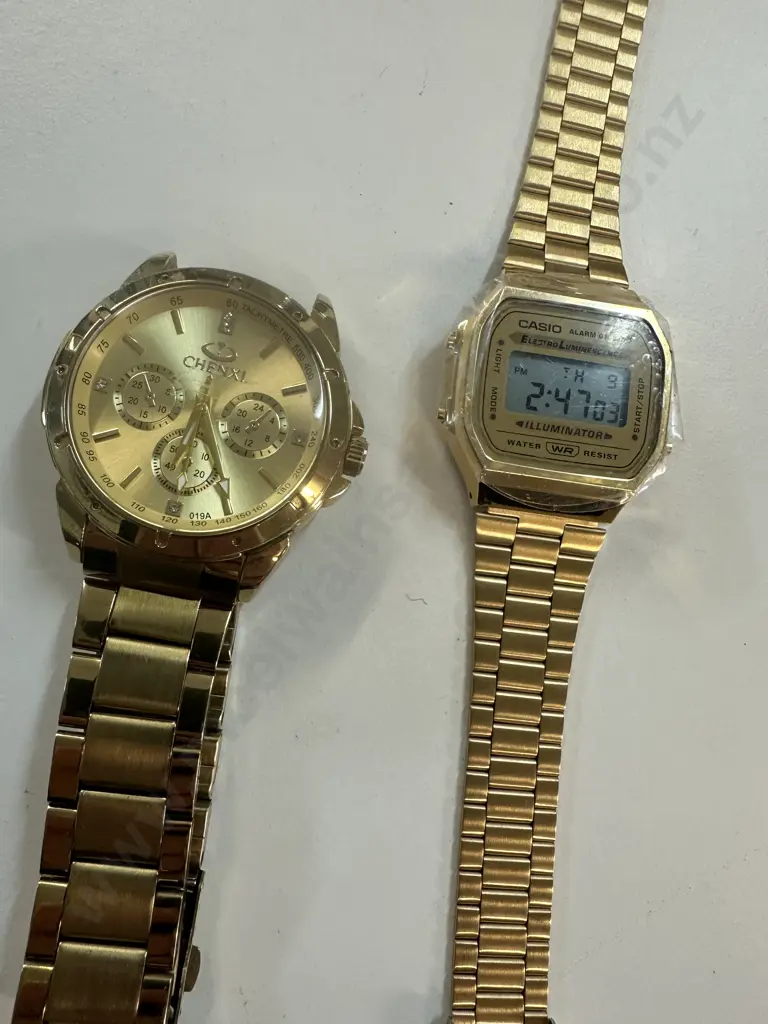 Casio Digital Gold Toned Watch & Gold Toned Chenxi Watch (af to strap) Image 1++