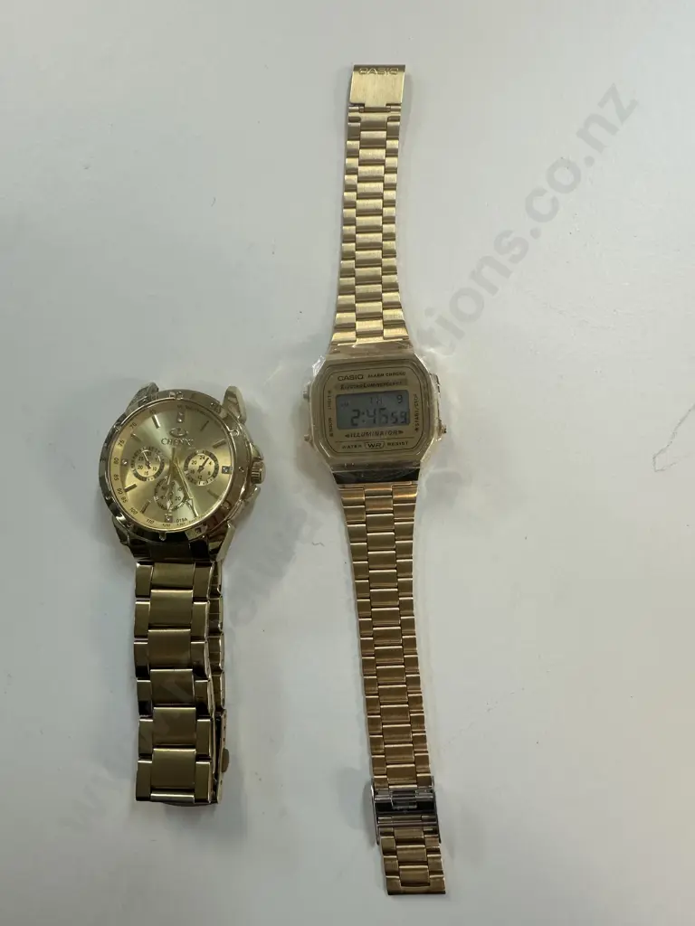 Casio Digital Gold Toned Watch & Gold Toned Chenxi Watch (af to strap) Image 1++