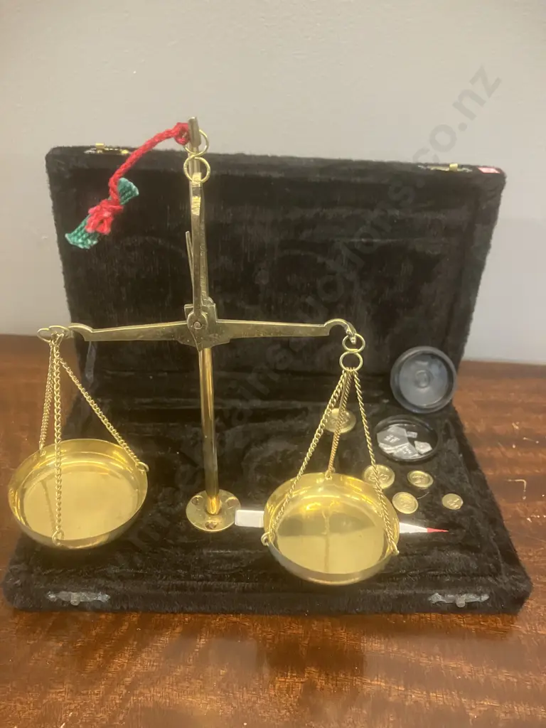 Portable Brass Scales In Case With Weights Image 1++