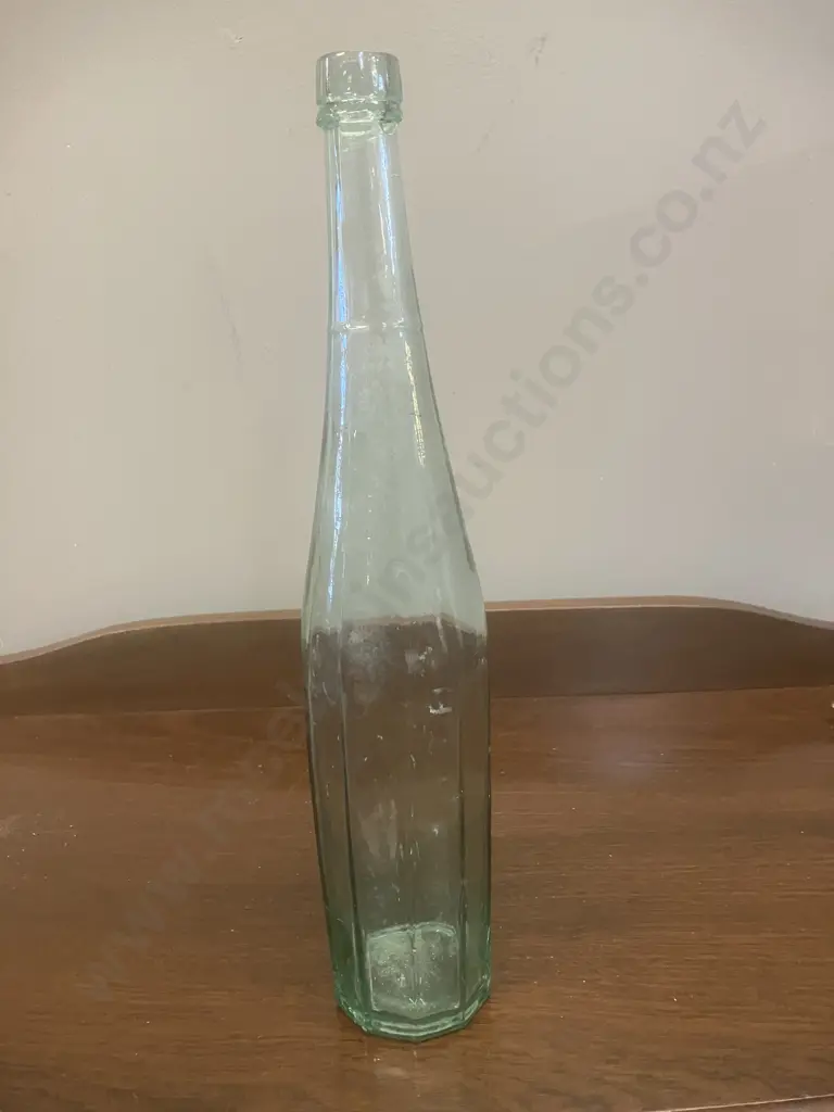 Antique Salad Oil Bottle - Aqua With Ten Concave Ribs. H37cm Image 1++