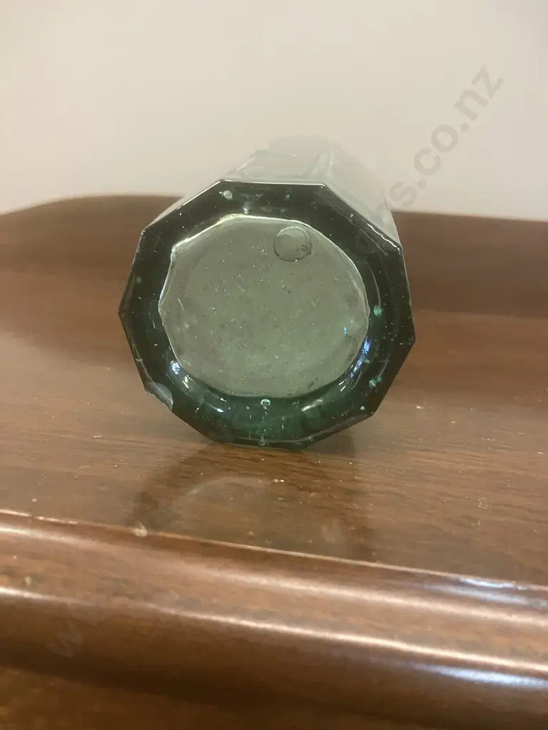Antique Salad Oil Bottle - Aqua With Ten Concave Ribs. H37cm Image 1++