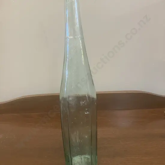 Antique Salad Oil Bottle - Aqua With Ten Concave Ribs. H37cm