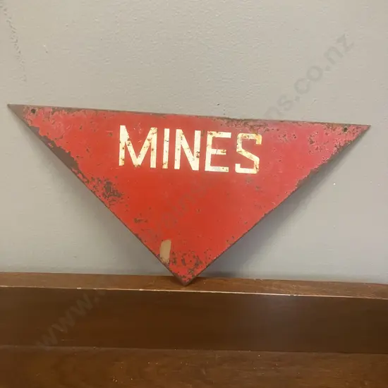 Vintage Metal 'MINES' Warning Sign