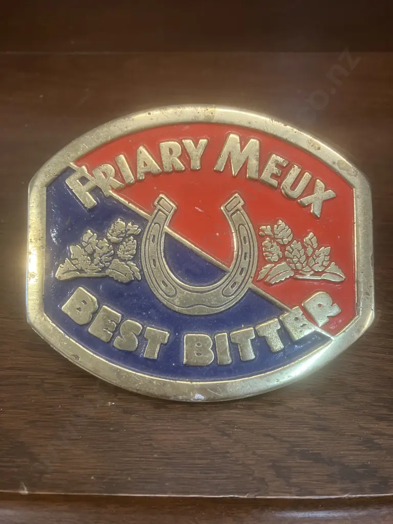 Vintage 'Friary Meux Best Bitter' Brass & Enamel Beer Tap Pump Clip Badge Image 1++