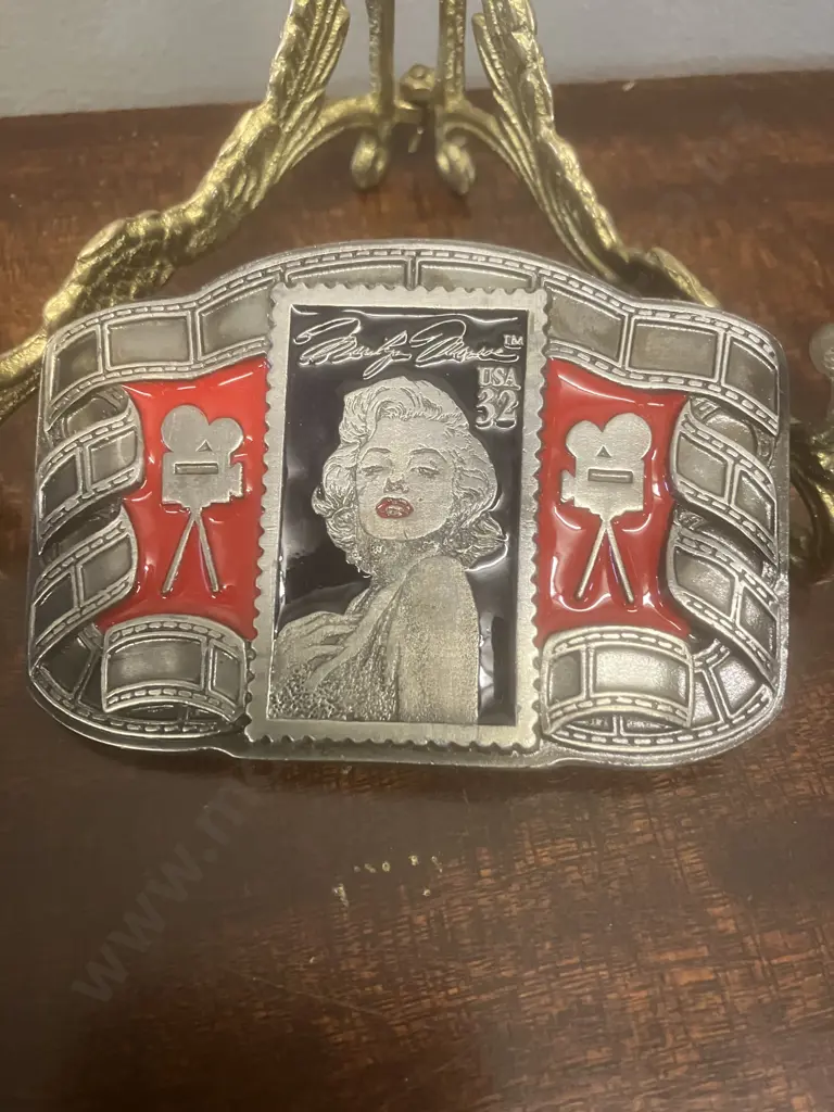 Vintage Marilyn Monroe 'USPO Stamp' Belt Buckle In Box With COA - 1995 Buckles of America Image 1++