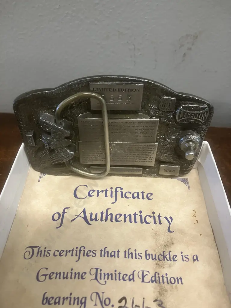 Vintage Marilyn Monroe 'USPO Stamp' Belt Buckle In Box With COA - 1995 Buckles of America Image 1++