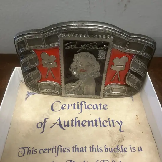 Vintage Marilyn Monroe 'USPO Stamp' Belt Buckle In Box With COA - 1995 Buckles of America