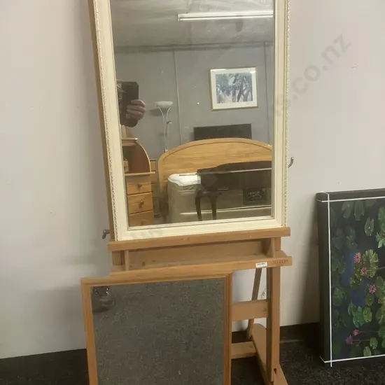Vintage Wanganui Glass Co 'Dorothy' Wall Mirror 67 x 47cm With a 50 x 39cm Rimu Framed Wall Mirror