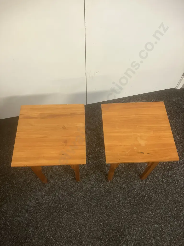 Pair of Small Rimu Moorish Arch Occasional Tables. H50 W35 D35.5cm Image 1++