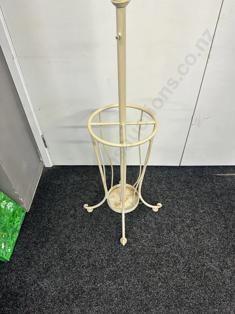 Cream Wrought Iron Coat & Umbrella Stand Image 1++