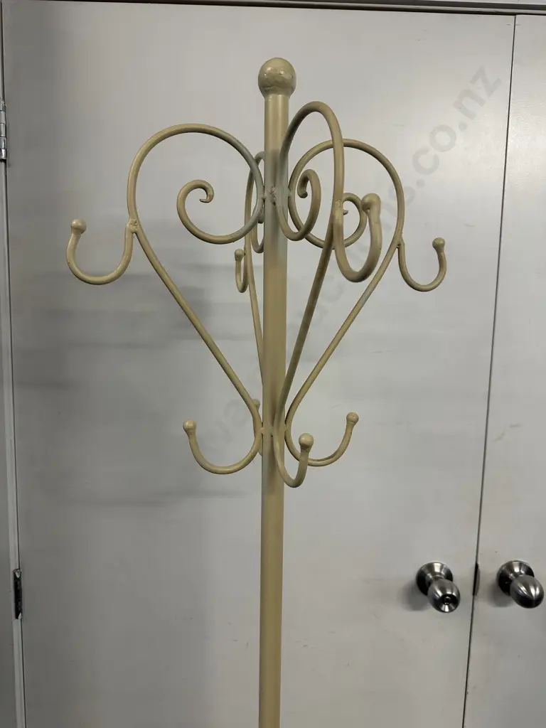 Cream Wrought Iron Coat & Umbrella Stand Image 1++