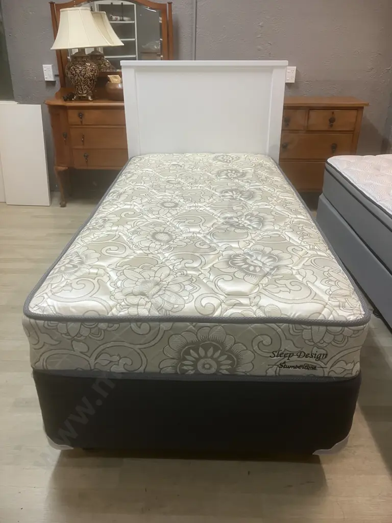 Slumberzone Sleep Design Single Bed With White Cosmo Headboard Image 1++