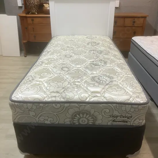 Slumberzone Sleep Design Single Bed With White Cosmo Headboard