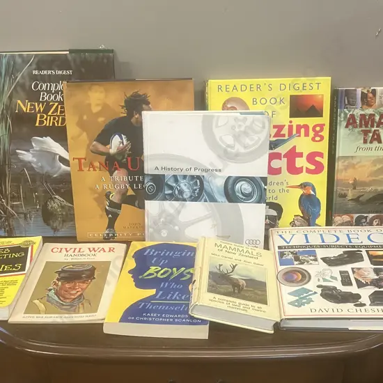 Books - Audi A History of progress, Civil War Hand Book, Colins Guide to NZ Mammals Etc