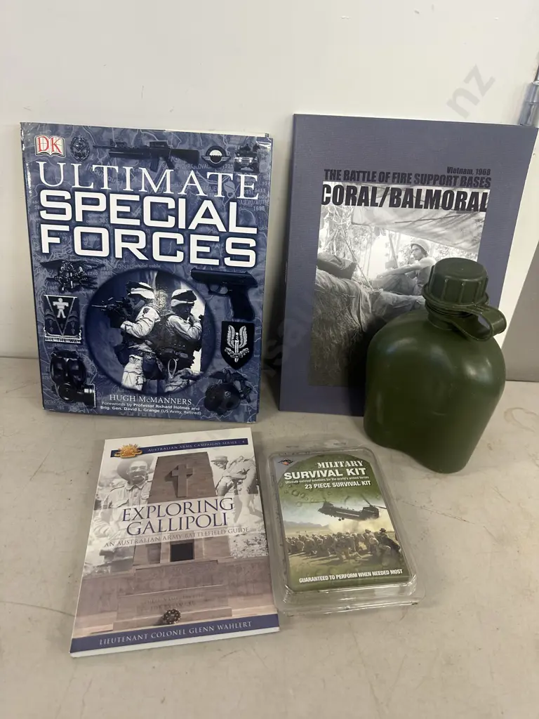 Selection Of Military Books, Survival Kit & Canteen Image 1++