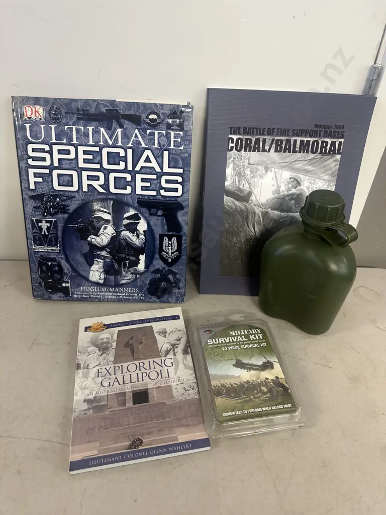 Selection Of Military Books, Survival Kit & Canteen Image 1++
