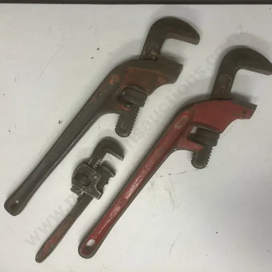 Pair of 18" Pipe Wrenches & 10" Pipe Wrench