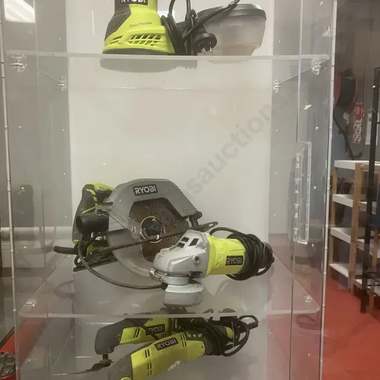Ryobi Power Tools x 5 -1600W/185mm Circular Saw, 125mm/300W Orbital Sander, 200W Multi-Tools, 750W/100mm Angle Grinder