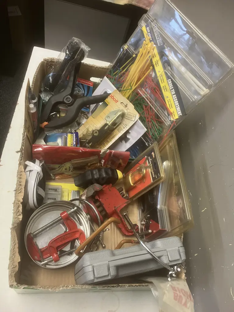 Box Lot -  Hardware, Glue Gun Etc Image 1++