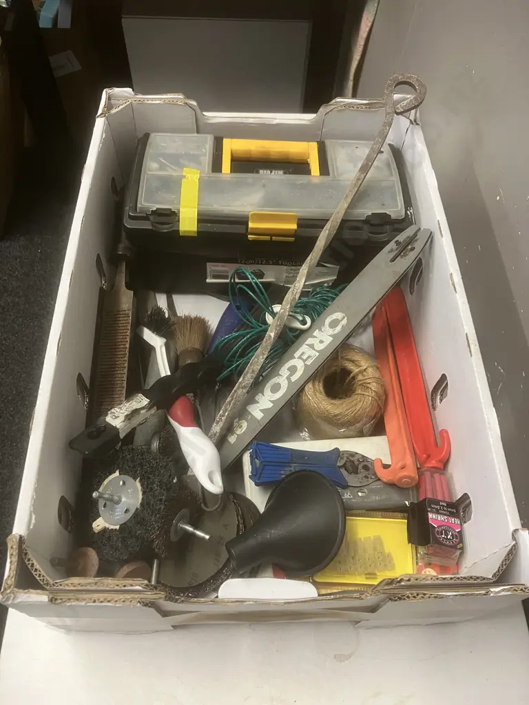 Box Lot -  Toolbox, Screws, Brushes Etc Image 1++