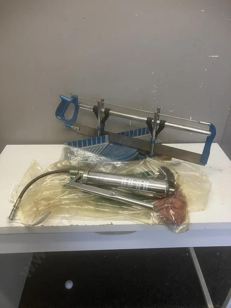 GS Mitre Saw & Stand. Grease Gun Image 1++