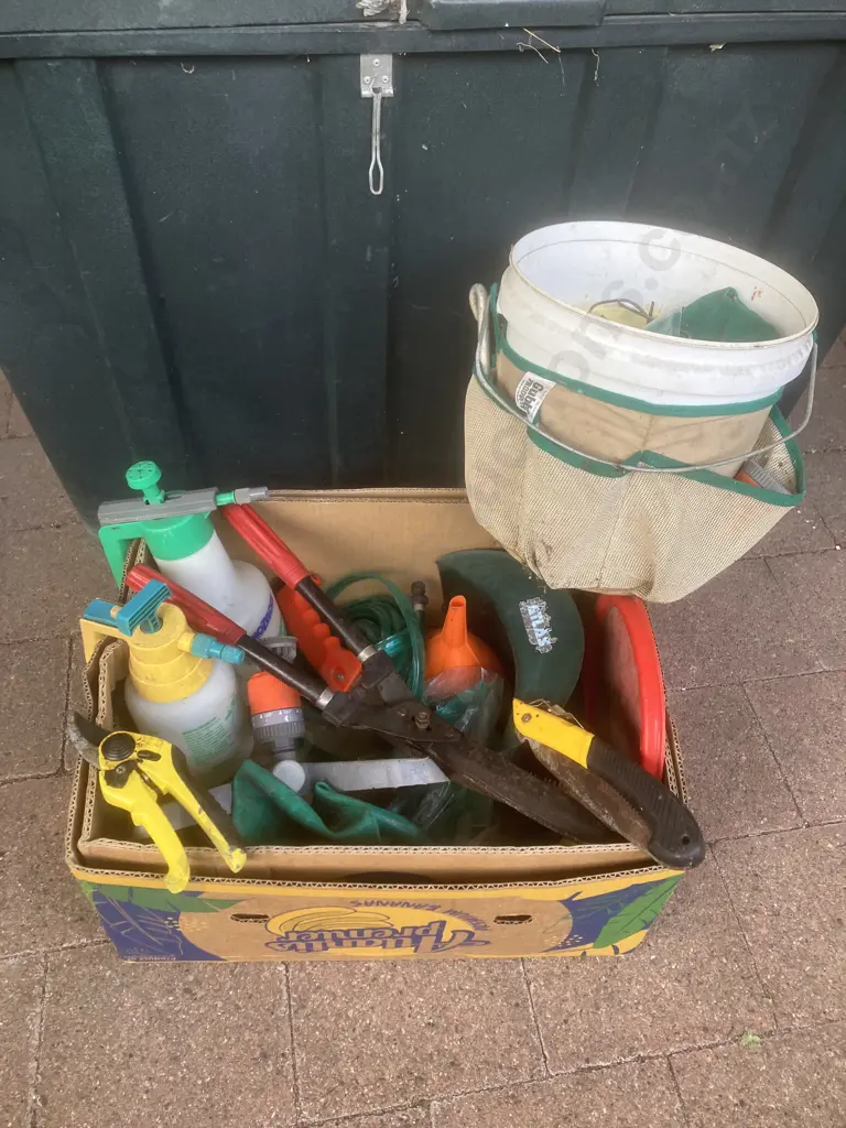 Box Lot - Sprayers, Garden Tools, Gloves Etc Image 1++