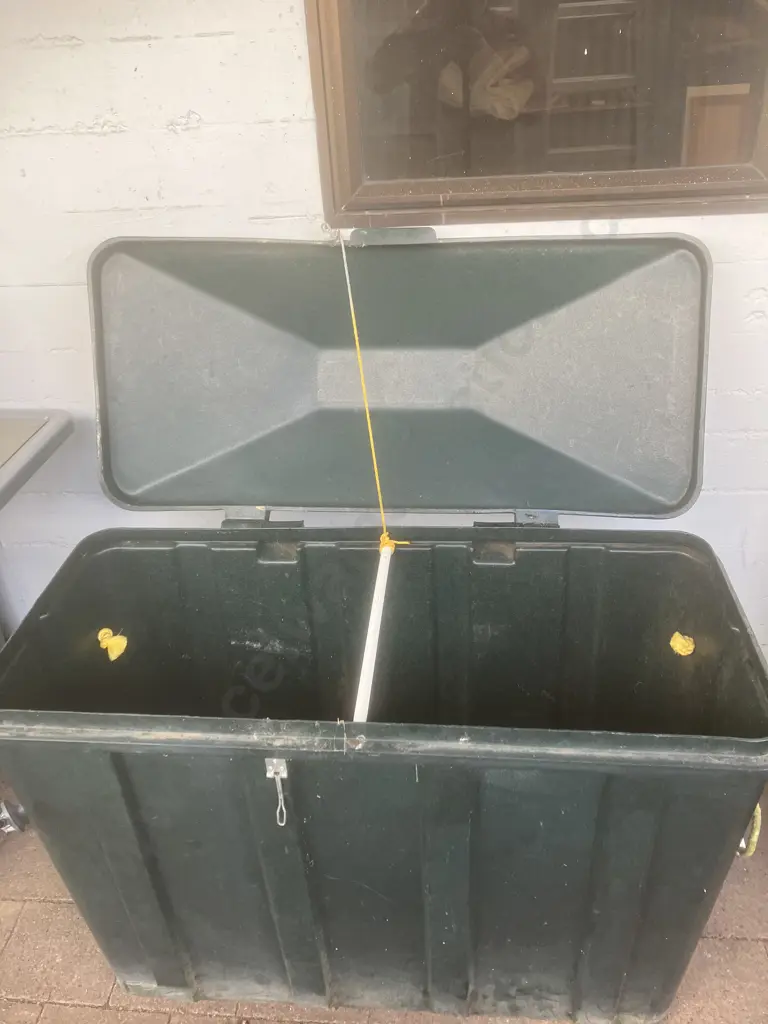 Outdoor Storage Box With Hinged Lid. H80 W110 D57cm Image 1++