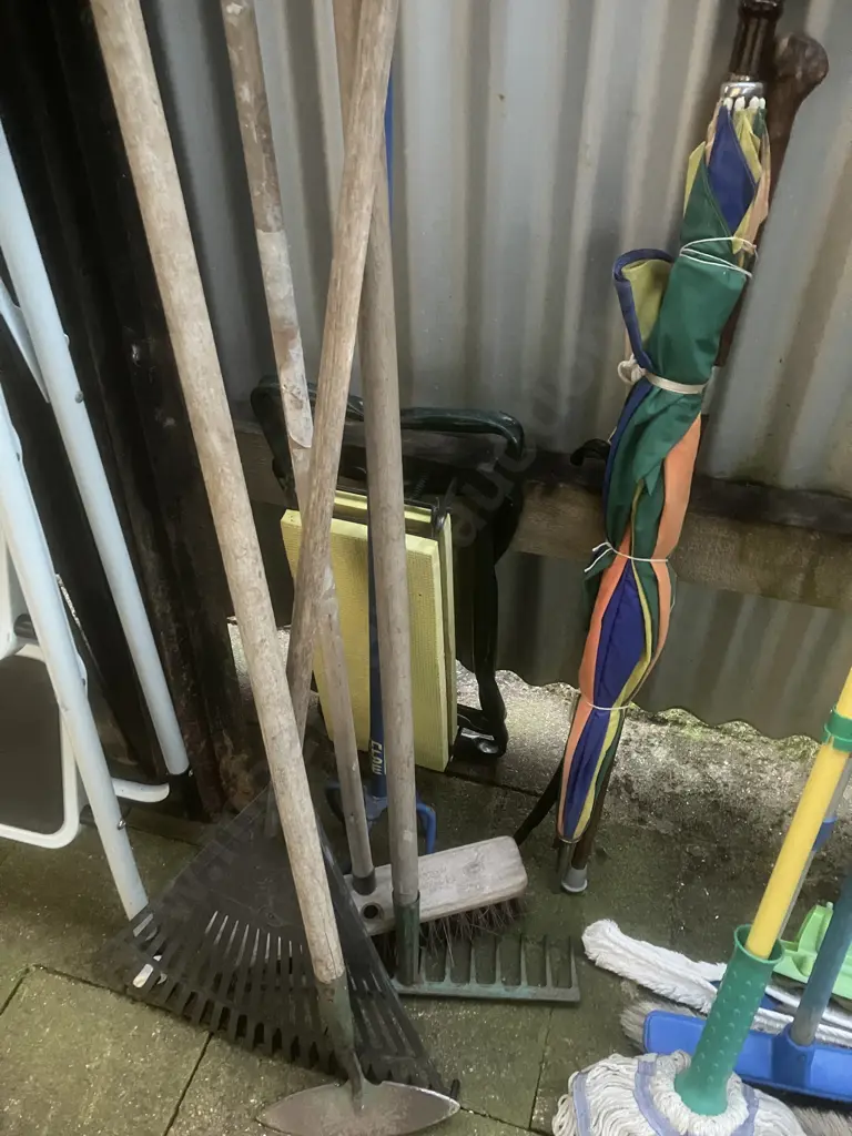 Garden Tools, Rakes, Umbrella, Kneeler Etc Image 1++