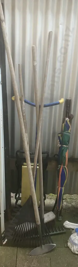 Garden Tools, Rakes, Umbrella, Kneeler Etc Image 1++