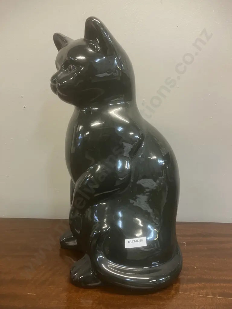 36cm Black Glazed Ceramic Cat Image 1++