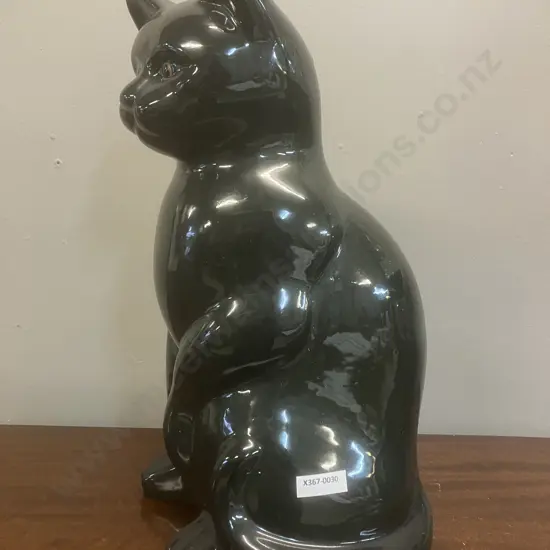36cm Black Glazed Ceramic Cat