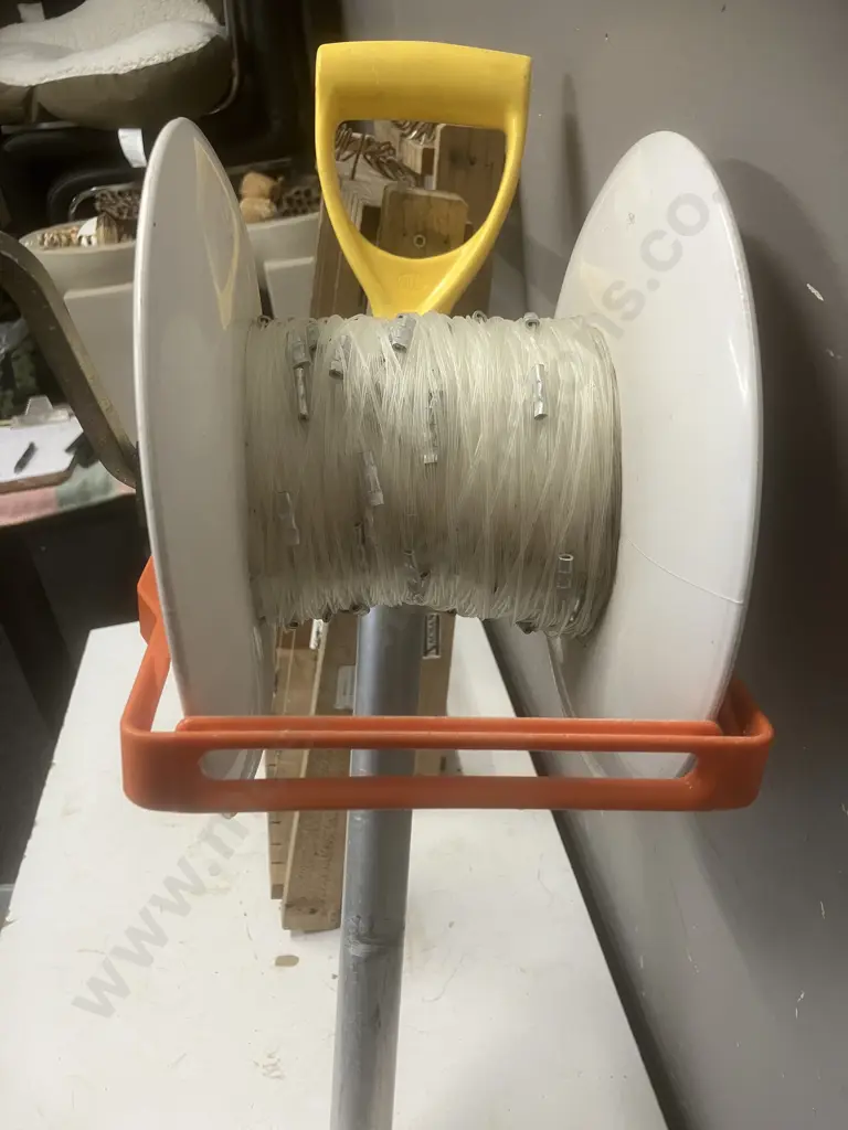 Geared Reel With Boat Bracket, Longline & Pair of Trace Racks With Some Traces Image 1++