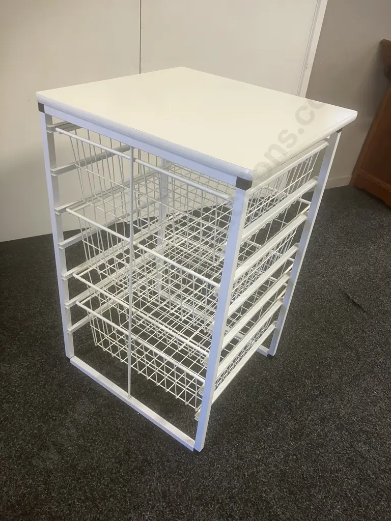 Six Wire Basket Drawers, Drawer Unit With Solid Top. H81 W53 D51cm Image 1++