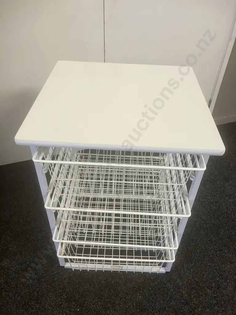 Six Wire Basket Drawers, Drawer Unit With Solid Top. H81 W53 D51cm Image 1++