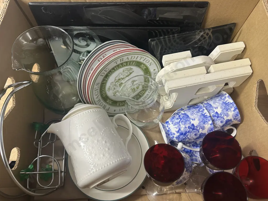 Assorted Glass Platters, Home Sign, Maxwell & Williams Tea Ware Etc Image 1++