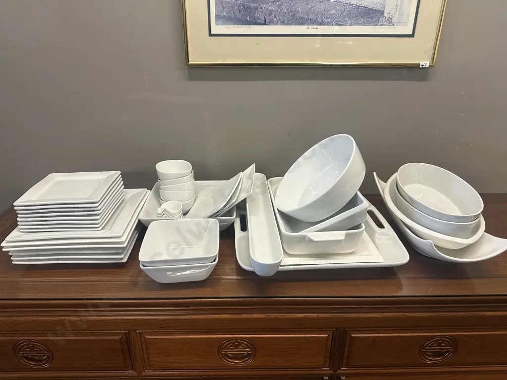 Large Assorted White Crockery Items Including Cordon Bleu Etc Image 1++
