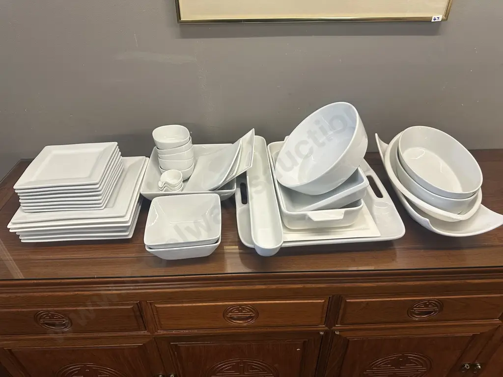 Large Assorted White Crockery Items Including Cordon Bleu Etc Image 1++