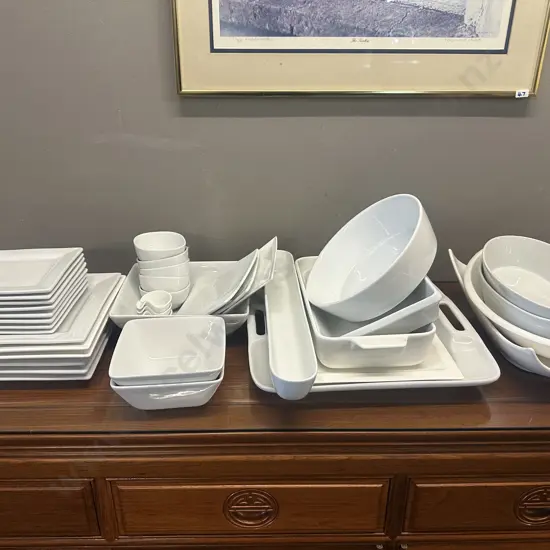 Large Assorted White Crockery Items Including Cordon Bleu Etc