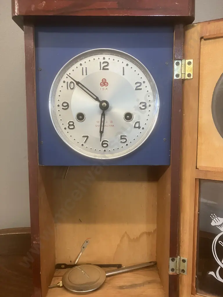1960s '555' Shanghai China Chiming Pendulum Wall Clock (No Key). H55cm Image 1++