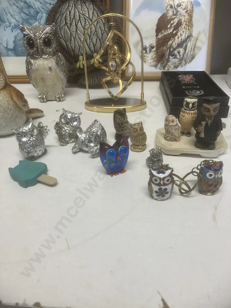 Large Collection of Owl Items - Figurines, Framed Print, Boxed Bookmark Etc Image 1++