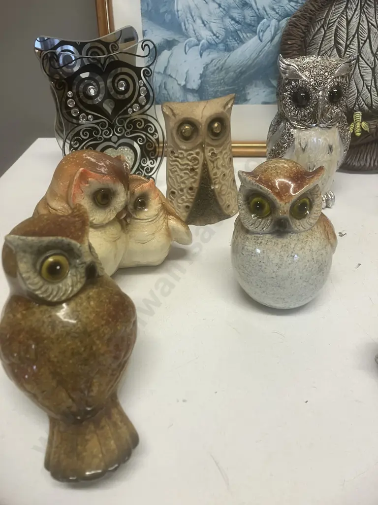 Large Collection of Owl Items - Figurines, Framed Print, Boxed Bookmark Etc Image 1++