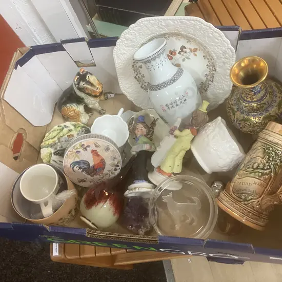 Vintage Items Including Japanese Hand painted Collie, Stein Etc