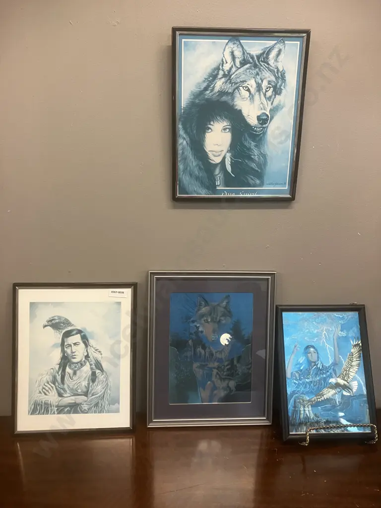 Wolf & Native American Framed Prints x 4 Image 1++