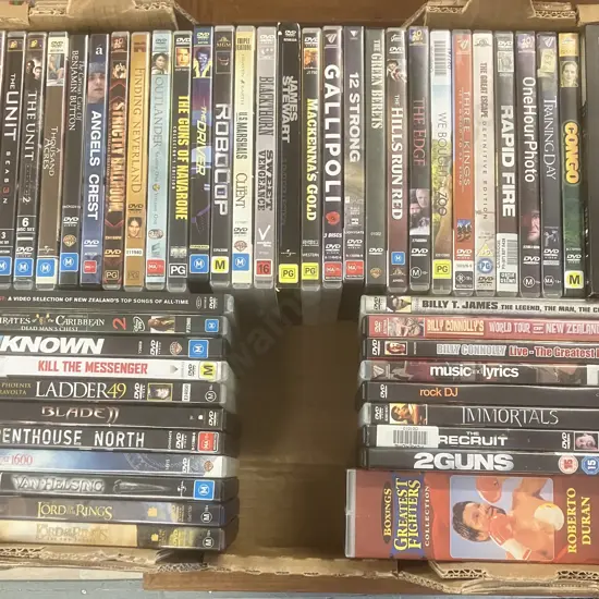 Assorted DVDs & Roberto Duran on VHS