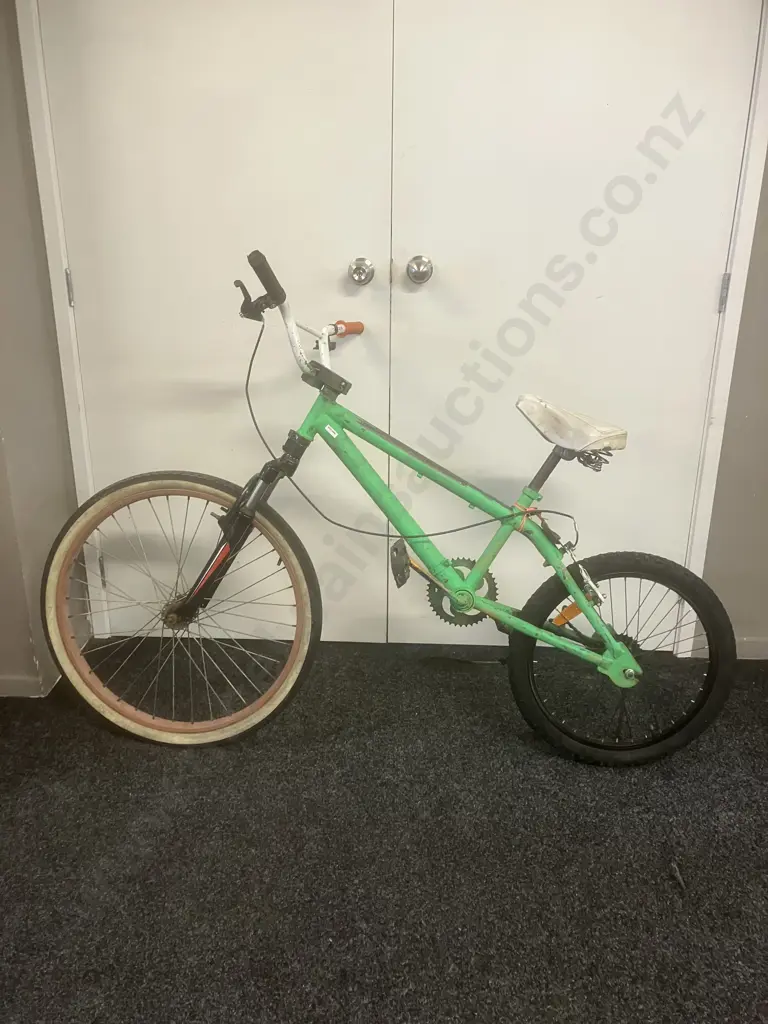 Green Bike With BMX Sized Rear Wheel Image 1++