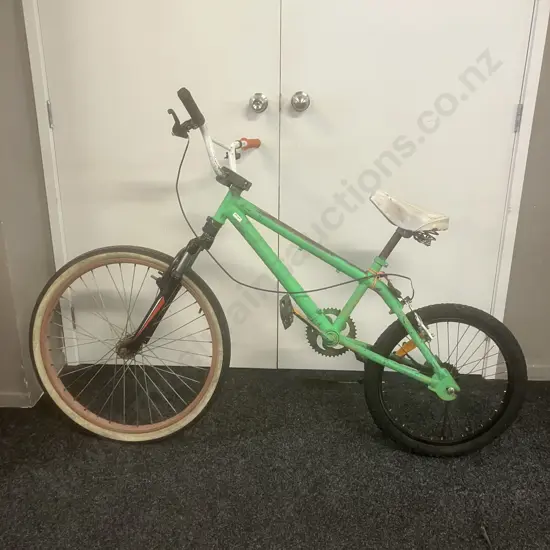 Green Bike With BMX Sized Rear Wheel